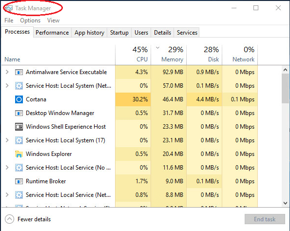 open task manager windows 10