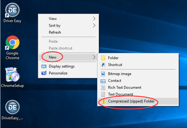 where do you find the compressed zip folder windows 10