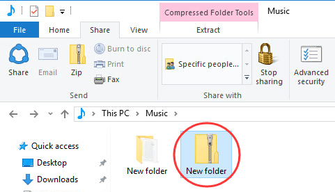 create a zip folder windows 10