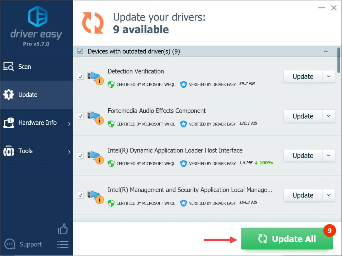 Driver Easy Pro Update All drivers