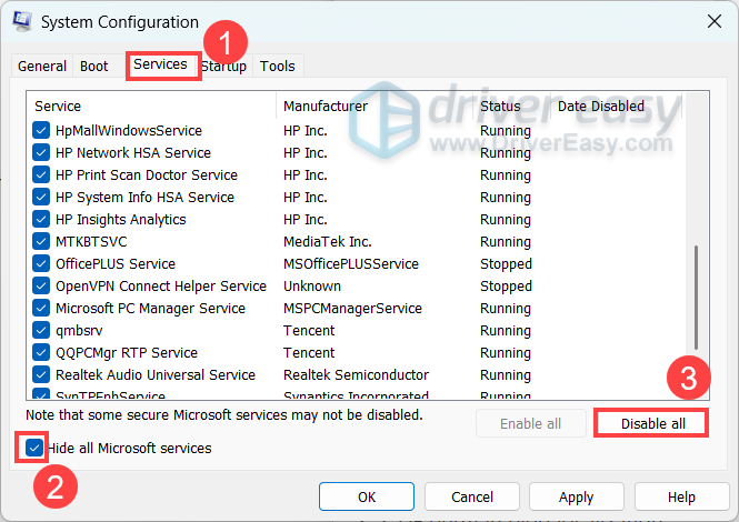 Windows 11 clean boot disable unnecessary services