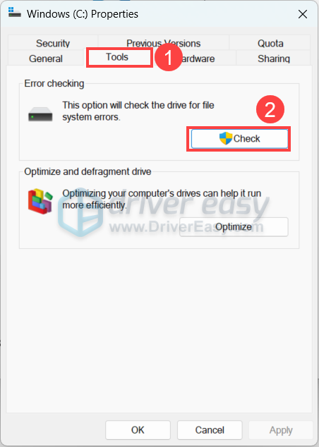 check system drive file error to fix slow boot windows 11/10