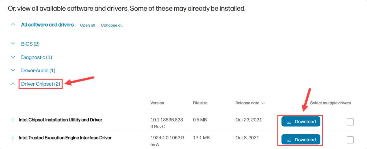 download intel chipset driver from manufacturer website