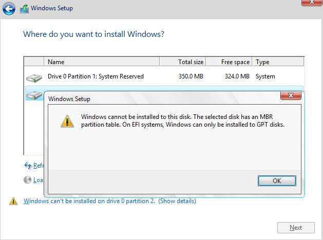 cannot install windows 7