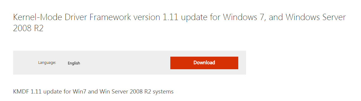 kernel mode driver framework 1.11 or higher