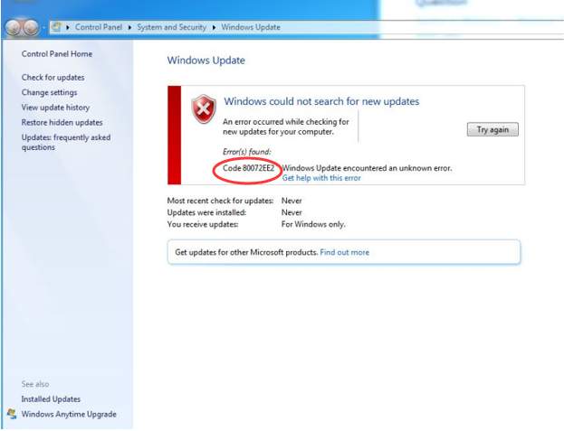 fix windows update windows 7 registry