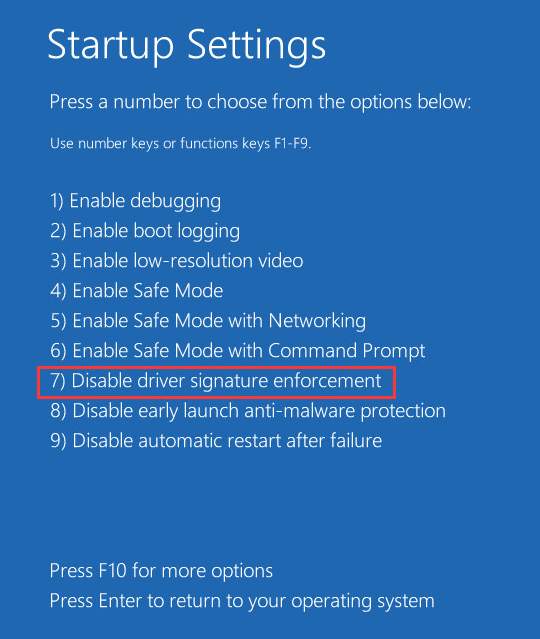 how to disable driver signature enforcement of surface pro