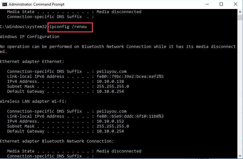 local area connection doesnt have a valid ip configuration cmd