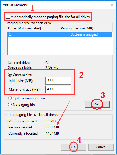 Out of memory error  Windows 10 