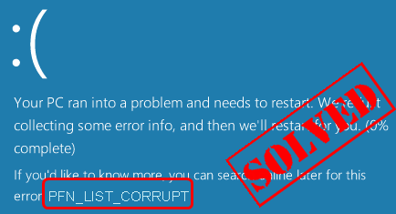 Ошибка pfn list corrupt windows 10