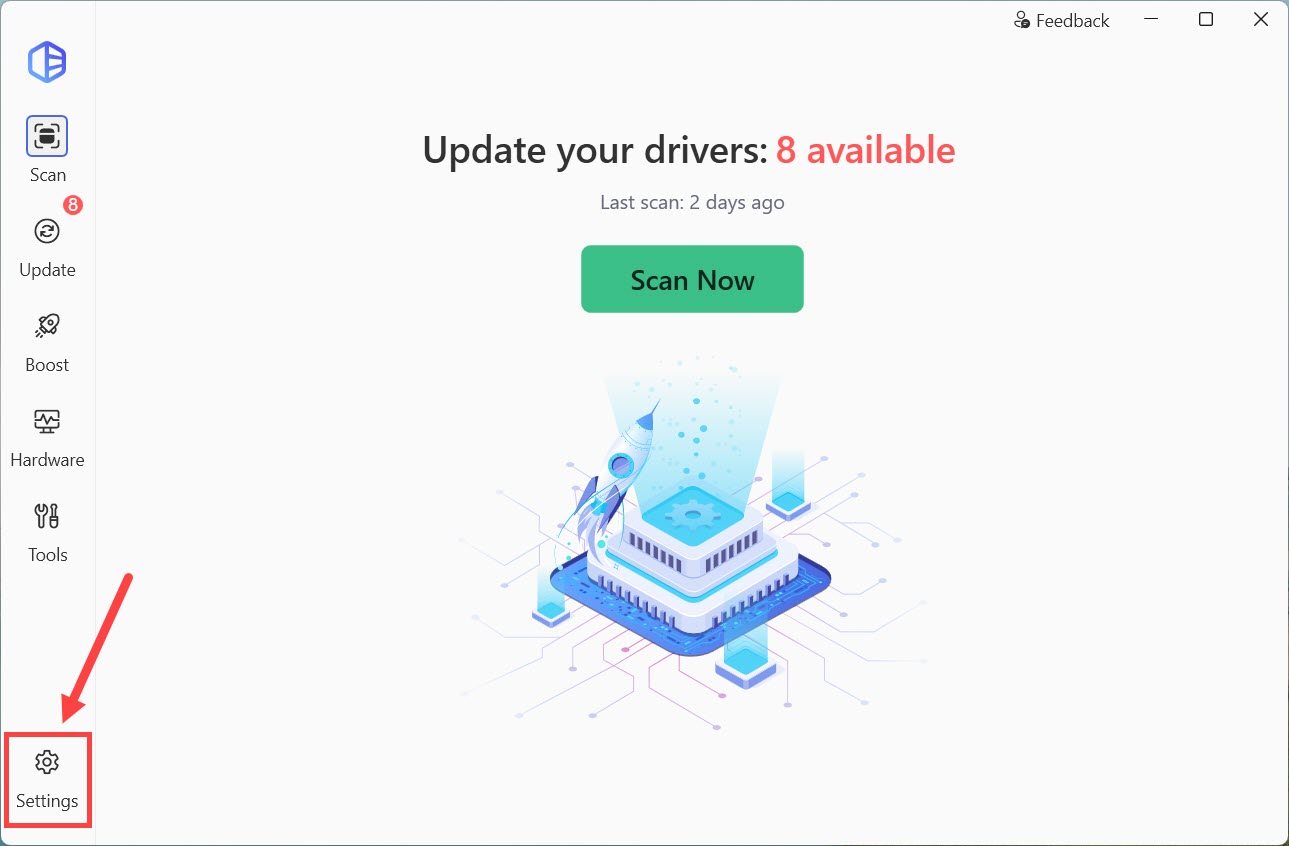driver easy settings menu