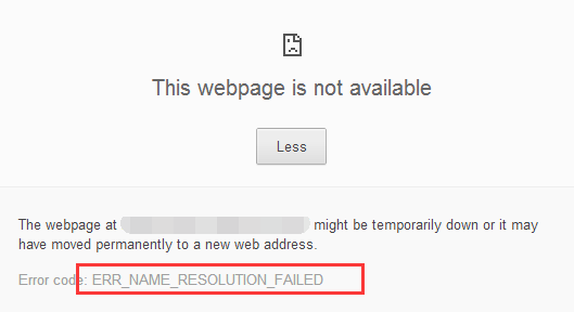 Err name Resolution failed. Webpage not available.