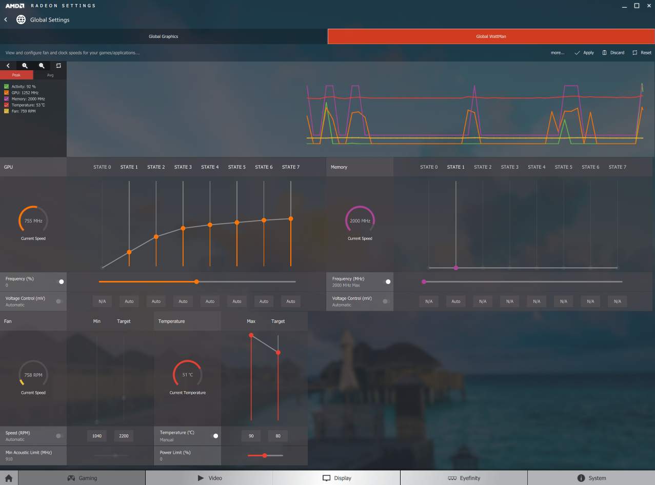 Default Radeon Wattman settings have crashed and been restored