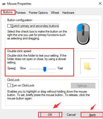 How to slow down the mouse's double-click speed in Windows 10