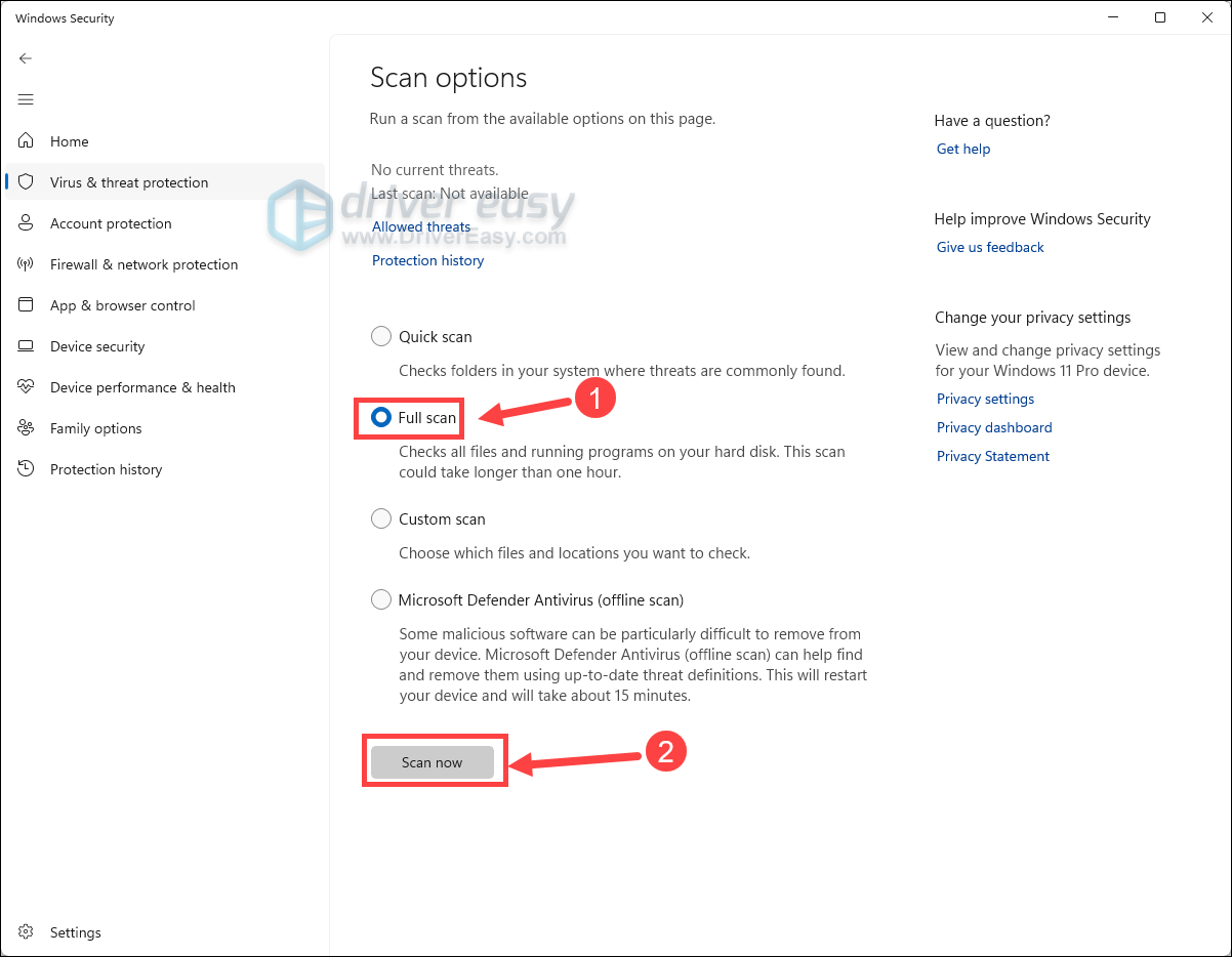 run a full system scan windows