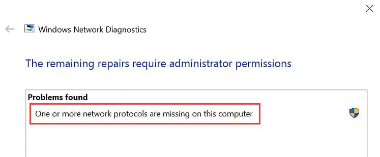 missing protocol windows 10
