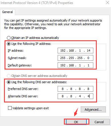 invalid ip configuration