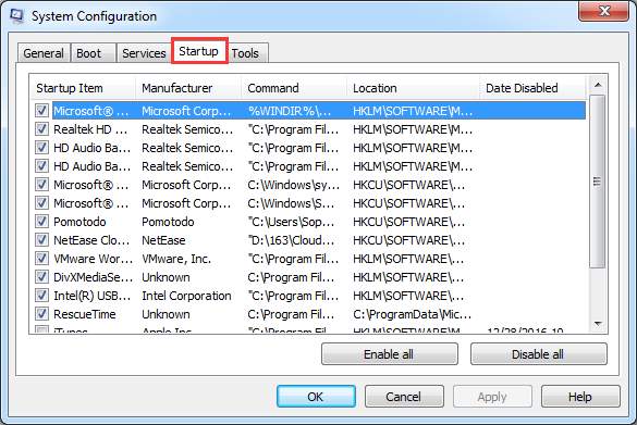 manage startup programs windows 7