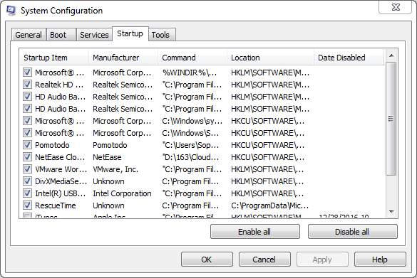 windows 7 manage programs running on startup