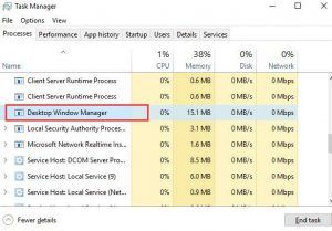 windows desktop manager high cpu