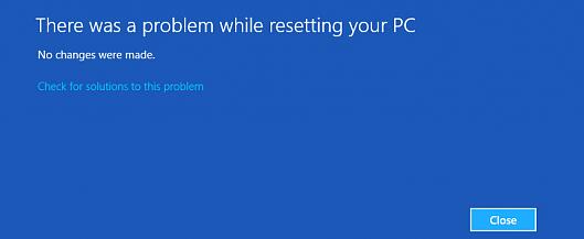 reset pc windows 10 not working