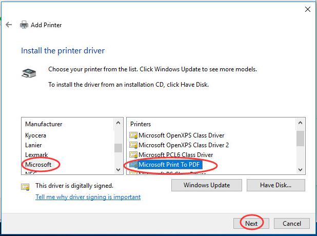 microsoft pdf printer windows 8