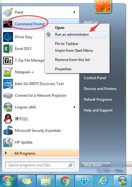 cara run as administrator windows 7