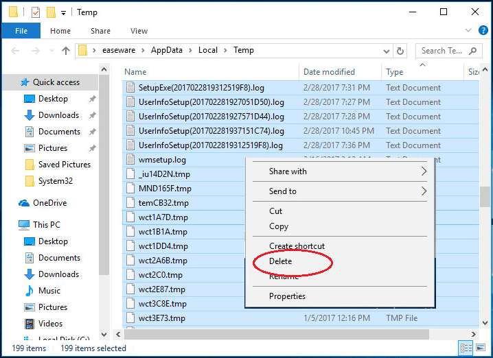 cab files in temp folder fix