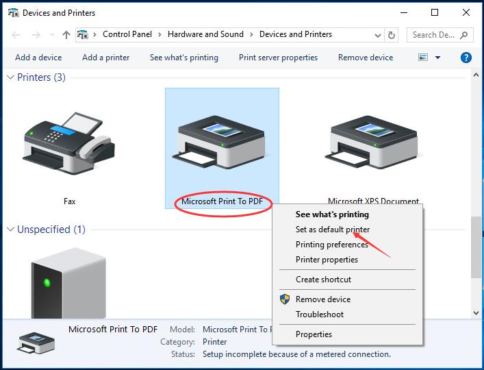 microsoft print to pdf printer driver is not installed