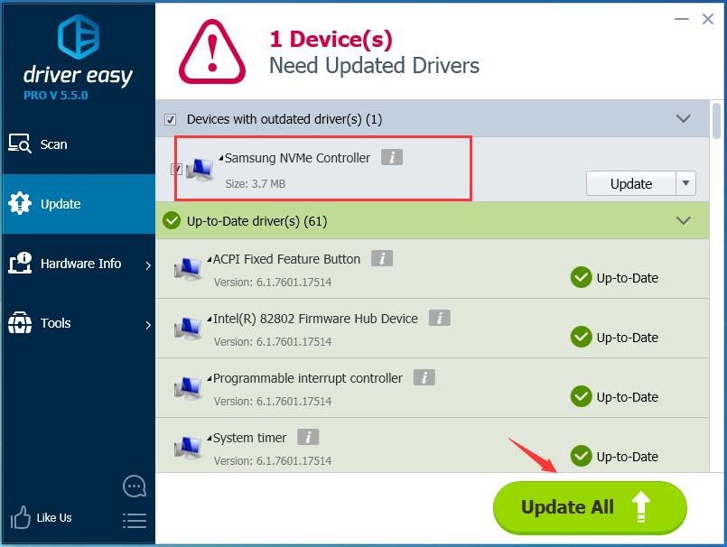 find samsung nvme driver version