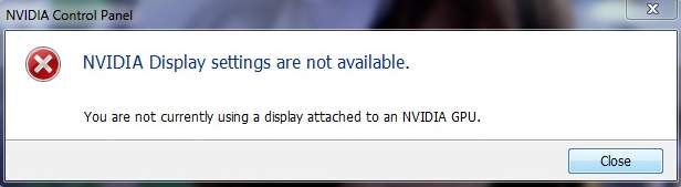 nvidia display settings are not available