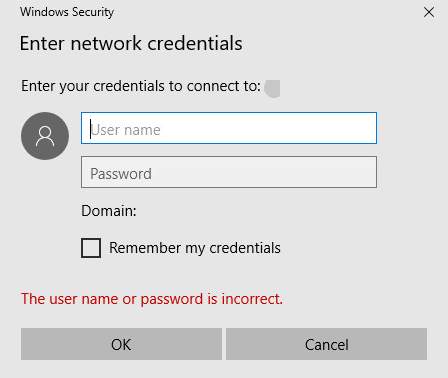 windows asking for password for sensitive data