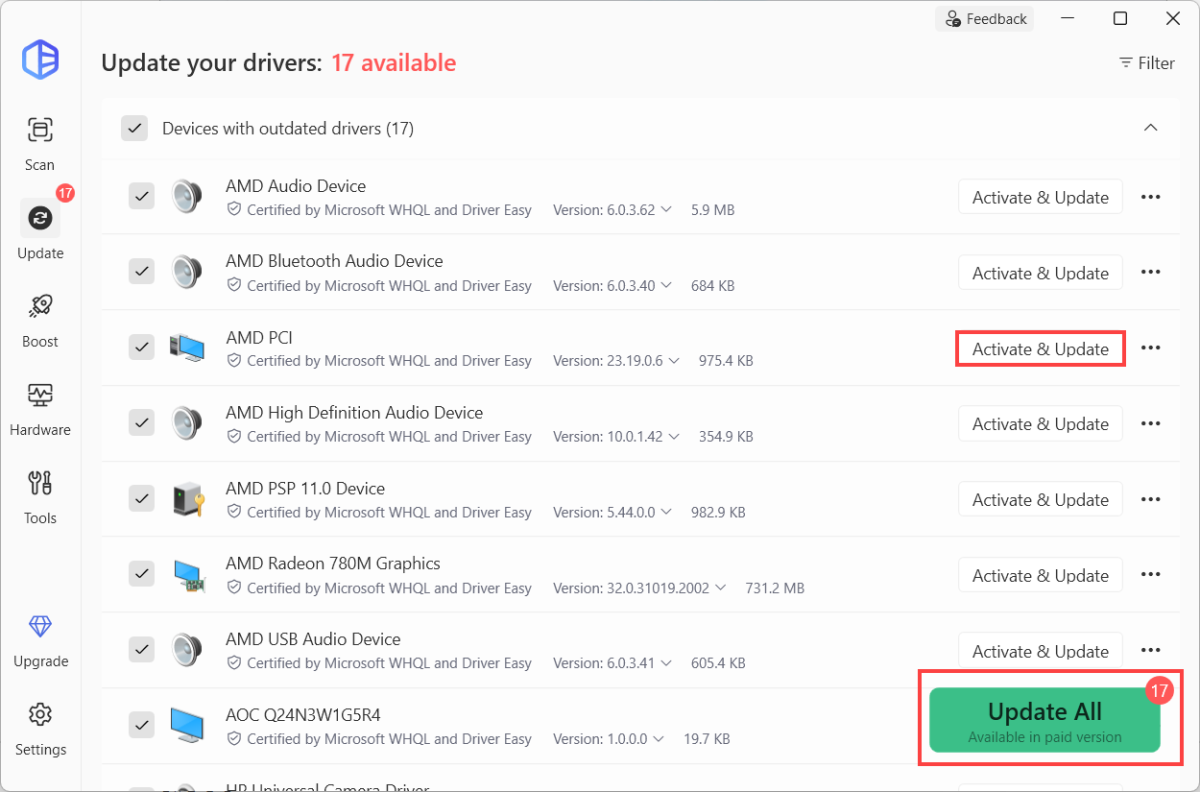 update amd chipset driver automatically with driver easy