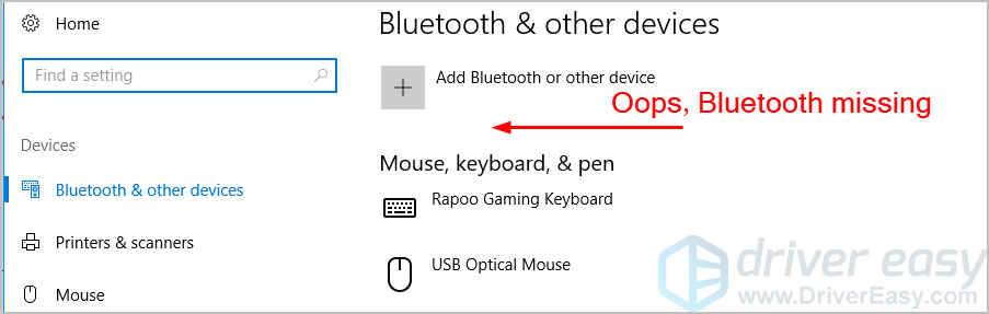 Windows 10 no button to turn on bluetooth