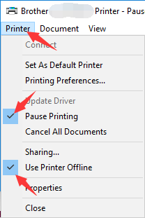 why is my printer offline brother