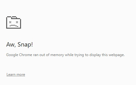 Ошибка out of memory chrome
