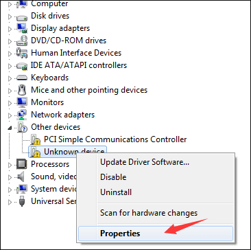 Device manager identify unknown device