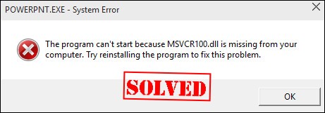 MSVCR100.Dll Missing Or Not Found On Windows [Solved] - Driver Easy