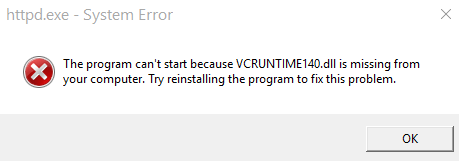 missing msvcp140.dll and vcruntime140.dll. solved