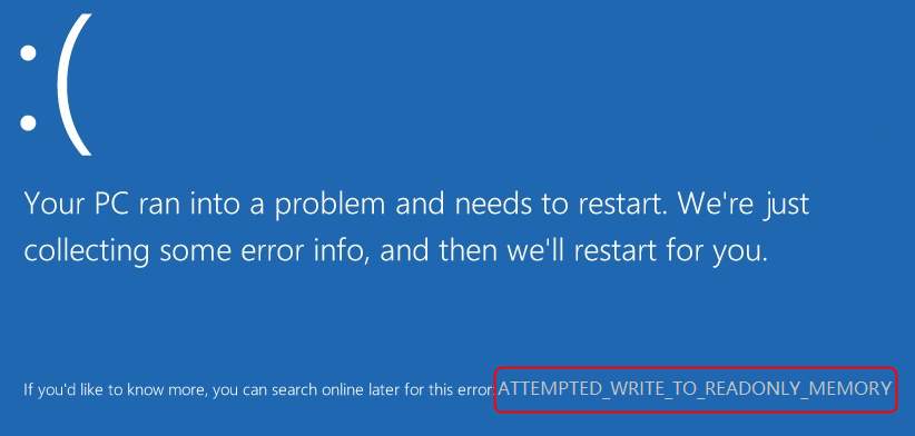 computer showing blue screen error