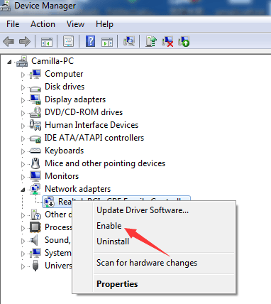 Ethernet cable not detected windows 10