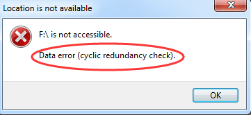 data error cyclic redundancy check when initializing disk