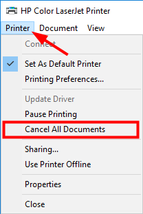 document stuck in print queue