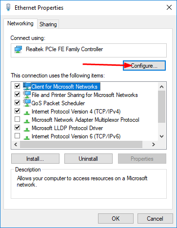 local area connection missing windows 10