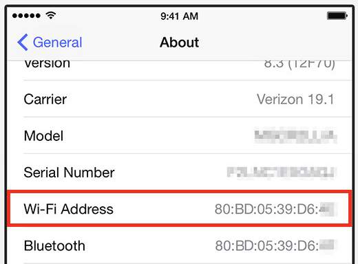 what is my mac address iphone