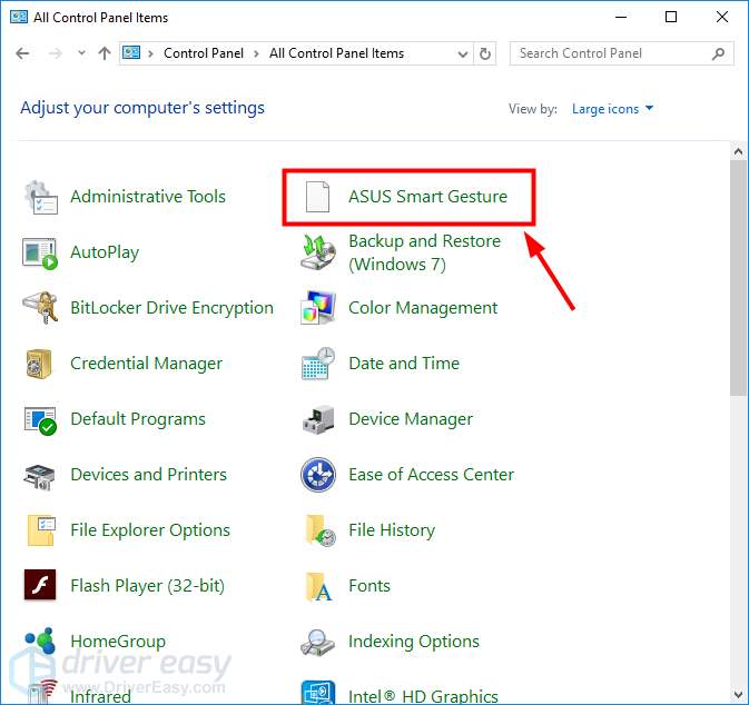 asus smart gesture control panel