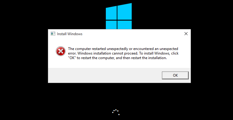 windows 10 install loop