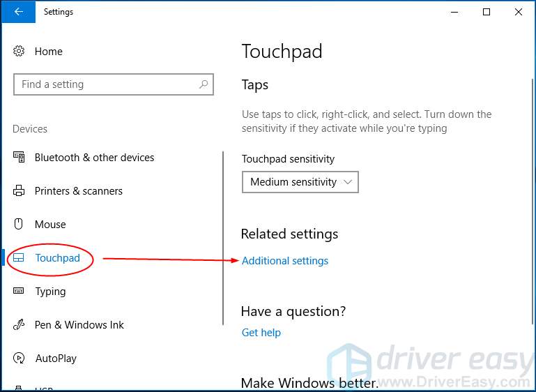 how to install touchpad driver windows 10