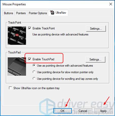 turn off touchpad click windows 10