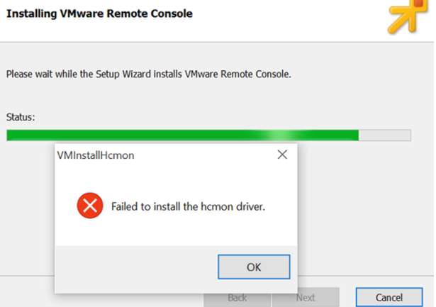 Failed to install the hcmon driver vmware как исправить